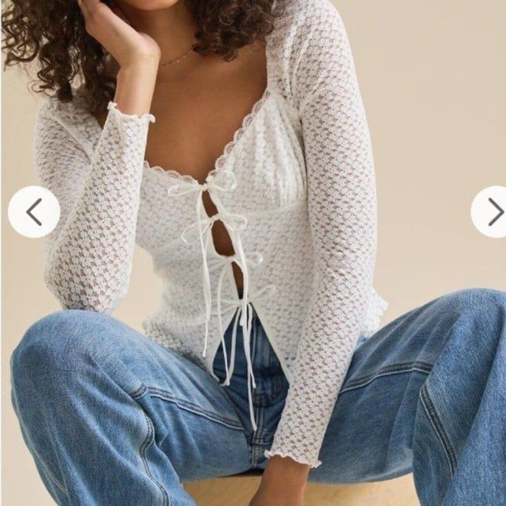 NWT Altar'd State Hallie Lace Up Top Size Small